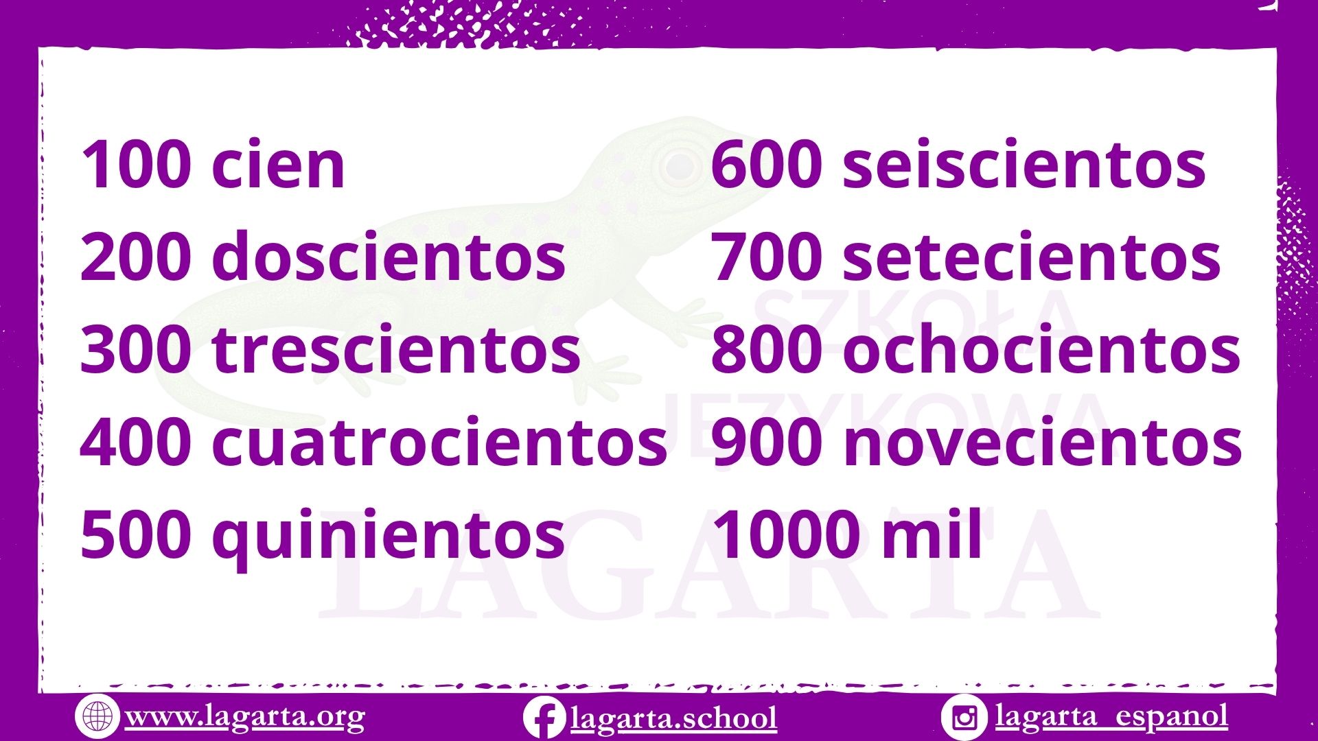 Setki od 100 do 1000 po hiszpańsku